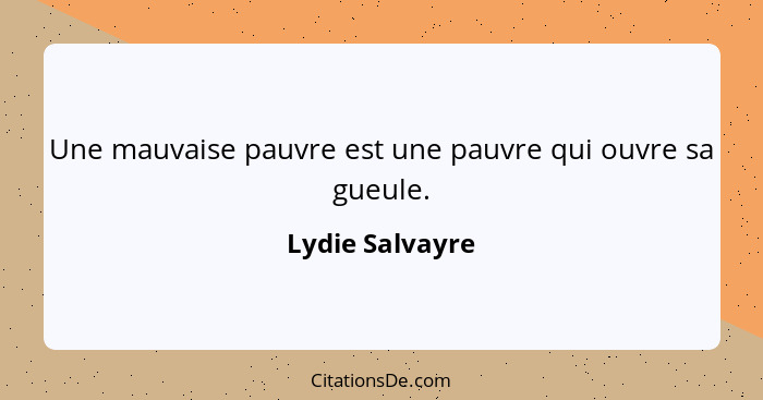 Une mauvaise pauvre est une pauvre qui ouvre sa gueule.... - Lydie Salvayre