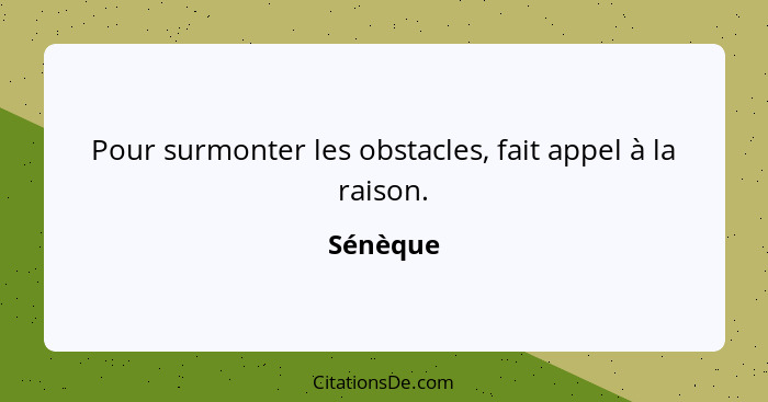 Pour surmonter les obstacles, fait appel à la raison.... - Sénèque