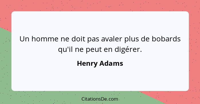 Un homme ne doit pas avaler plus de bobards qu'il ne peut en digérer.... - Henry Adams