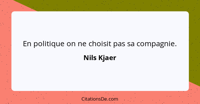 En politique on ne choisit pas sa compagnie.... - Nils Kjaer