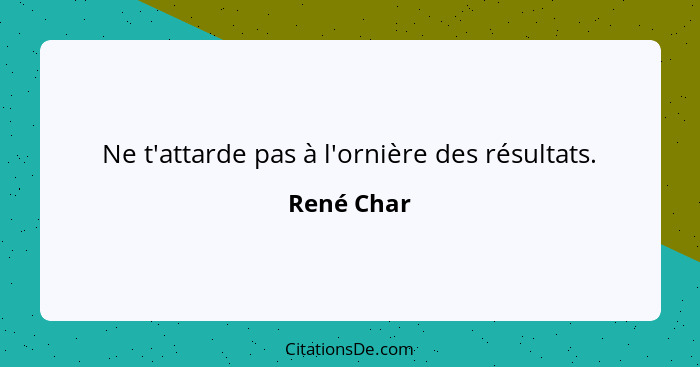 Ne t'attarde pas à l'ornière des résultats.... - René Char