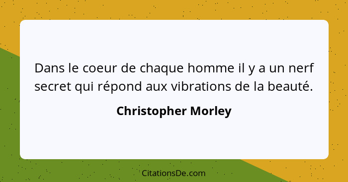 Dans le coeur de chaque homme il y a un nerf secret qui répond aux vibrations de la beauté.... - Christopher Morley