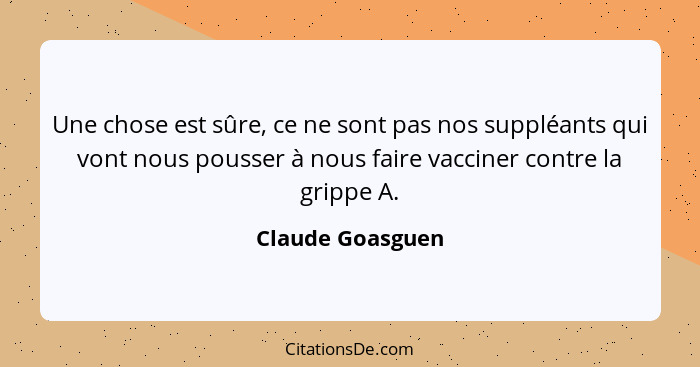 Une chose est sûre, ce ne sont pas nos suppléants qui vont nous pousser à nous faire vacciner contre la grippe A.... - Claude Goasguen