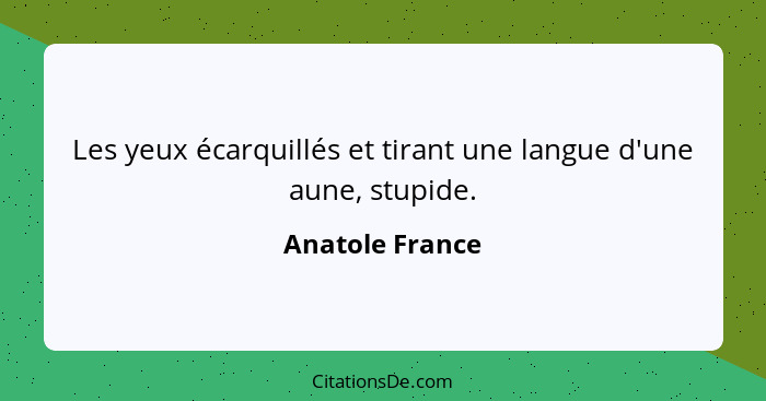 Les yeux écarquillés et tirant une langue d'une aune, stupide.... - Anatole France