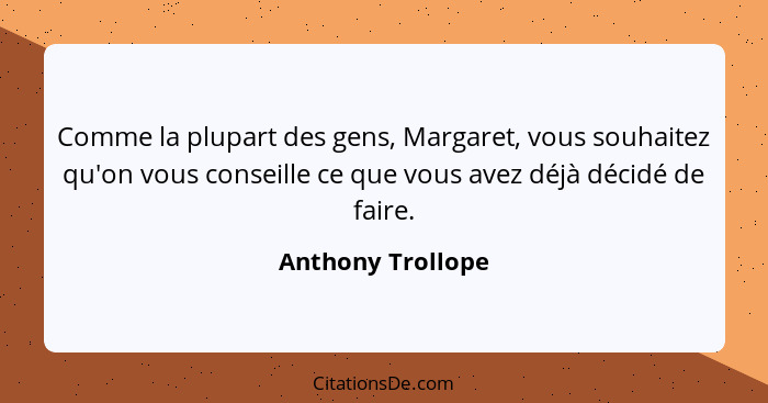 Anthony Trollope Comme La Plupart Des Gens Margaret Vous