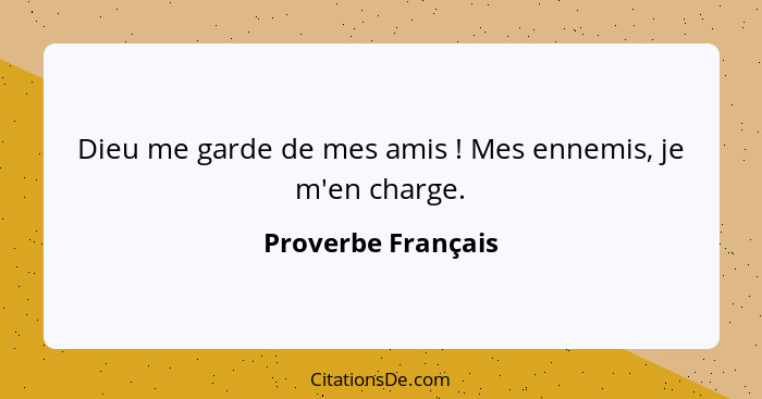 Dieu me garde de mes amis ! Mes ennemis, je m'en charge.... - Proverbe Français