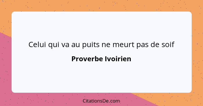 Celui qui va au puits ne meurt pas de soif... - Proverbe Ivoirien