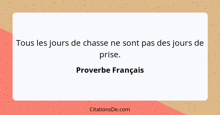 Tous les jours de chasse ne sont pas des jours de prise.... - Proverbe Français