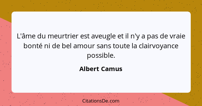 Albert Camus L Ame Du Meurtrier Est Aveugle Et Il N Y A Pa