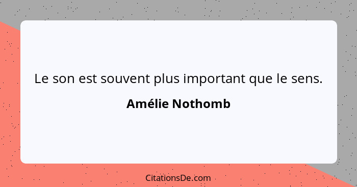 Le son est souvent plus important que le sens.... - Amélie Nothomb