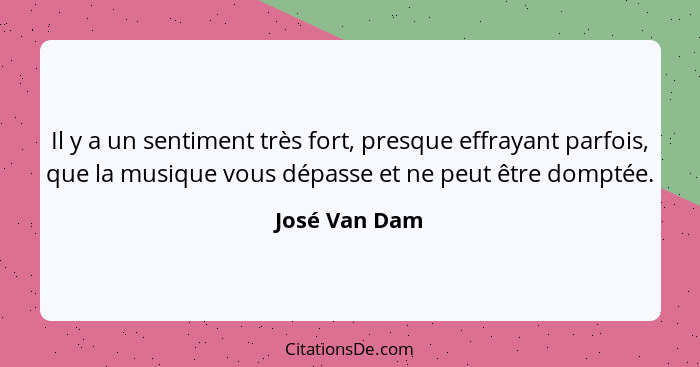 Il y a un sentiment très fort, presque effrayant parfois, que la musique vous dépasse et ne peut être domptée.... - José Van Dam