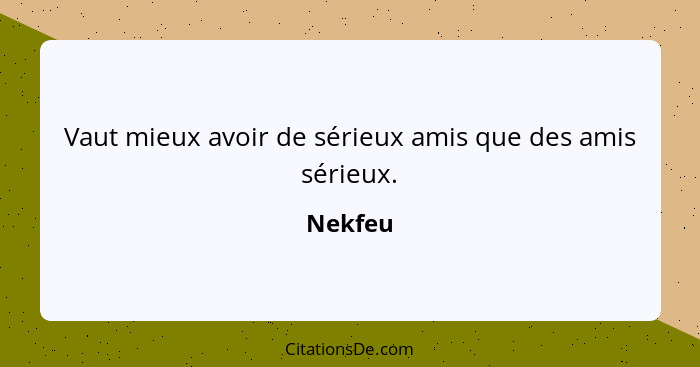 Vaut mieux avoir de sérieux amis que des amis sérieux.... - Nekfeu