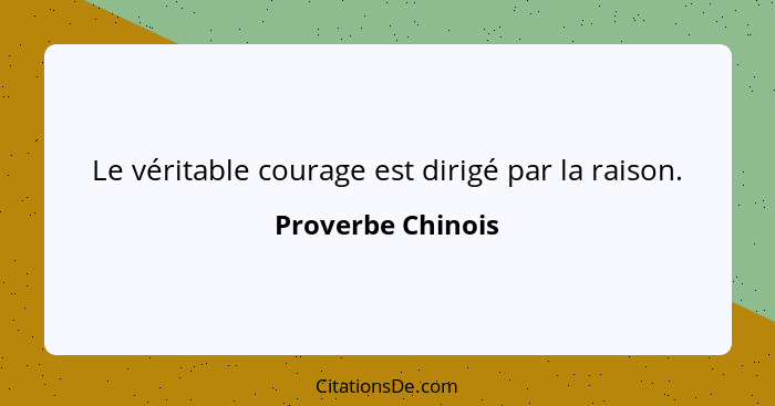 Le véritable courage est dirigé par la raison.... - Proverbe Chinois