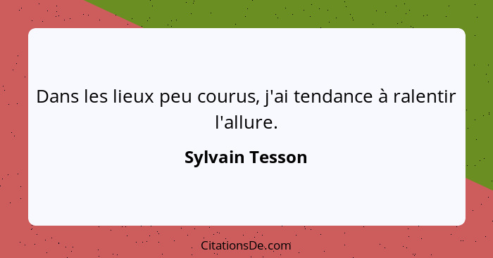 Dans les lieux peu courus, j'ai tendance à ralentir l'allure.... - Sylvain Tesson