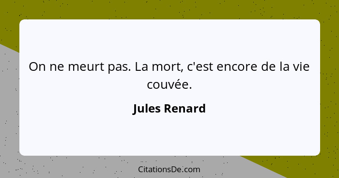 On ne meurt pas. La mort, c'est encore de la vie couvée.... - Jules Renard