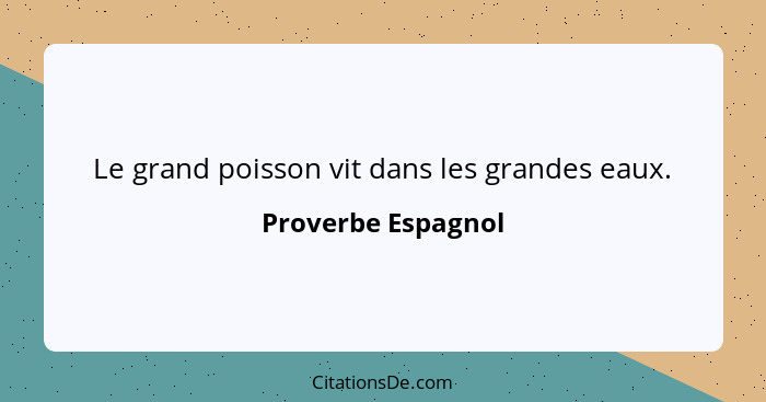 Le grand poisson vit dans les grandes eaux.... - Proverbe Espagnol