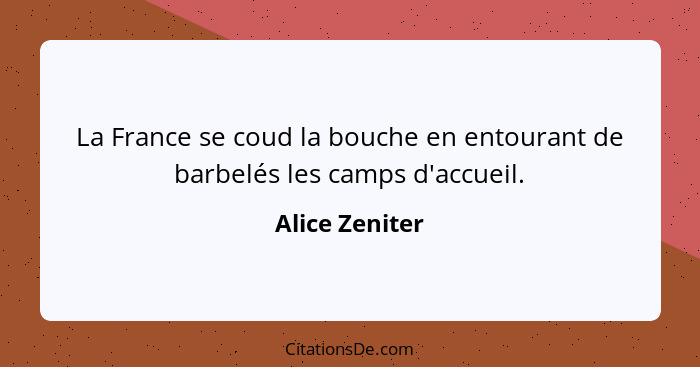 La France se coud la bouche en entourant de barbelés les camps d'accueil.... - Alice Zeniter