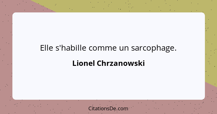 Elle s'habille comme un sarcophage.... - Lionel Chrzanowski