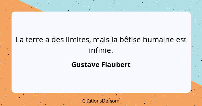 La terre a des limites, mais la bêtise humaine est infinie.... - Gustave Flaubert