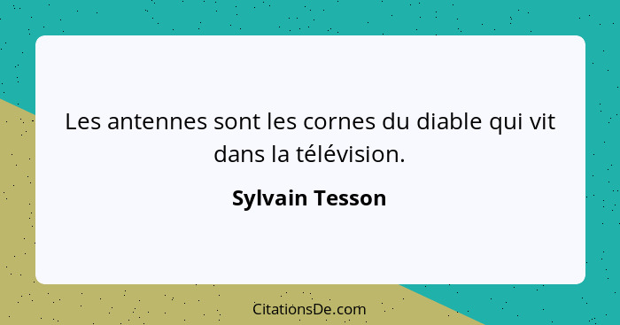 Les antennes sont les cornes du diable qui vit dans la télévision.... - Sylvain Tesson