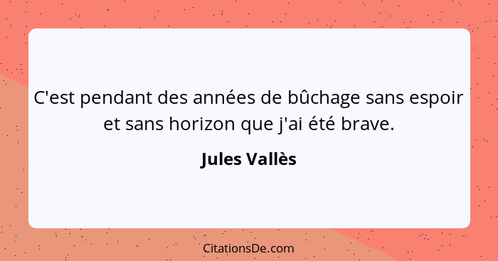 C'est pendant des années de bûchage sans espoir et sans horizon que j'ai été brave.... - Jules Vallès