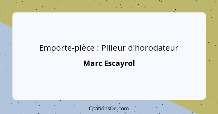 Emporte-pièce : Pilleur d'horodateur... - Marc Escayrol