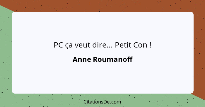 PC ça veut dire... Petit Con !... - Anne Roumanoff