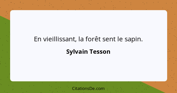 En vieillissant, la forêt sent le sapin.... - Sylvain Tesson