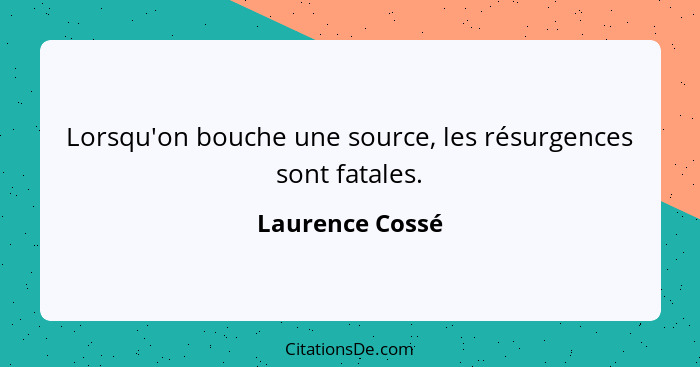 Lorsqu'on bouche une source, les résurgences sont fatales.... - Laurence Cossé