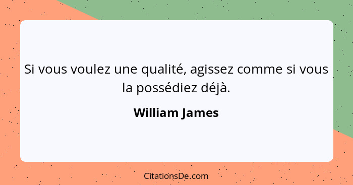 Si vous voulez une qualité, agissez comme si vous la possédiez déjà.... - William James