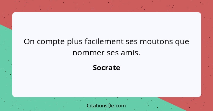 On compte plus facilement ses moutons que nommer ses amis.... - Socrate