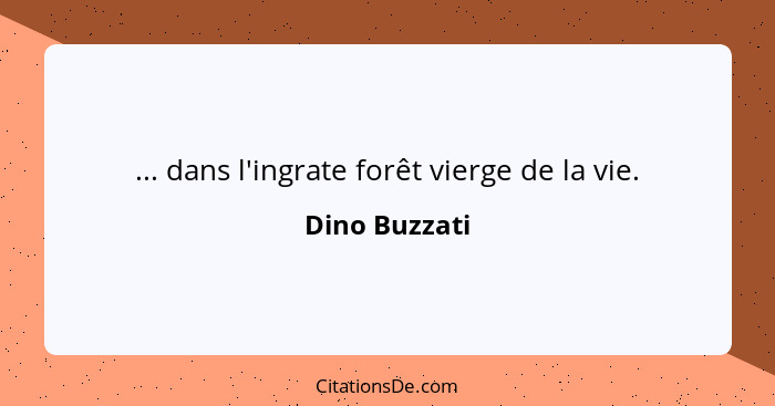 ... dans l'ingrate forêt vierge de la vie.... - Dino Buzzati