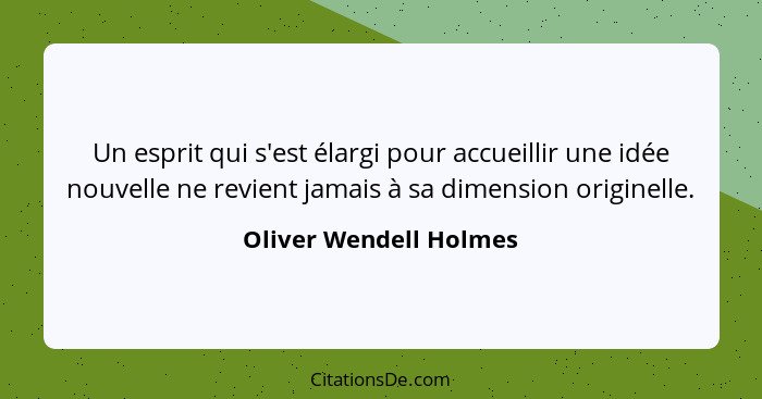 Un esprit qui s'est élargi pour accueillir une idée nouvelle ne revient jamais à sa dimension originelle.... - Oliver Wendell Holmes