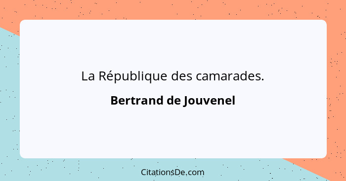 La République des camarades.... - Bertrand de Jouvenel