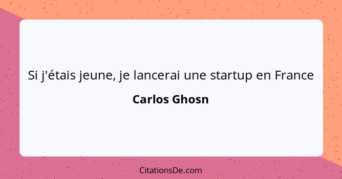 Si j'étais jeune, je lancerai une startup en France... - Carlos Ghosn