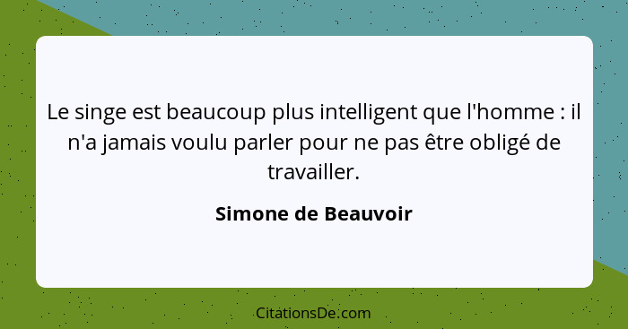 Simone De Beauvoir Le Singe Est Beaucoup Plus Intelligent