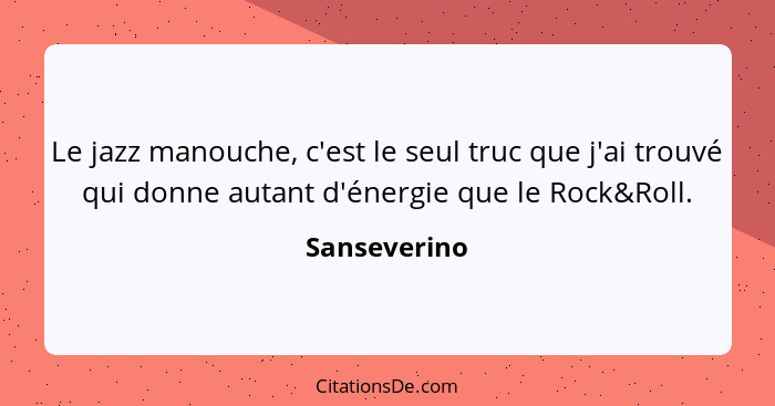 Le jazz manouche, c'est le seul truc que j'ai trouvé qui donne autant d'énergie que le Rock&Roll.... - Sanseverino