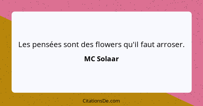 Les pensées sont des flowers qu'il faut arroser.... - MC Solaar