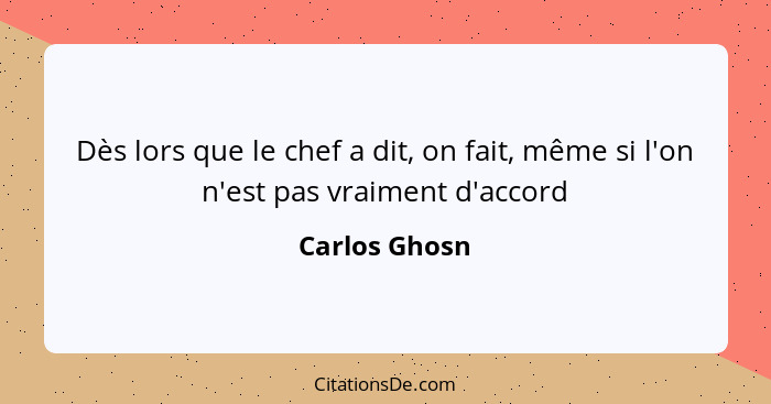 Dès lors que le chef a dit, on fait, même si l'on n'est pas vraiment d'accord... - Carlos Ghosn