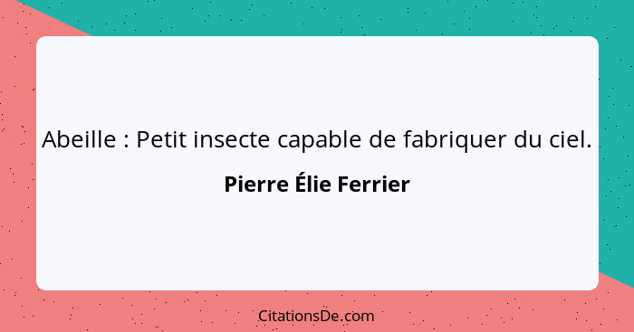 Abeille : Petit insecte capable de fabriquer du ciel.... - Pierre Élie Ferrier