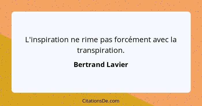 L'inspiration ne rime pas forcément avec la transpiration.... - Bertrand Lavier