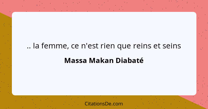 .. la femme, ce n'est rien que reins et seins... - Massa Makan Diabaté