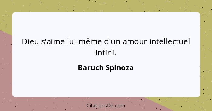 Dieu s'aime lui-même d'un amour intellectuel infini.... - Baruch Spinoza