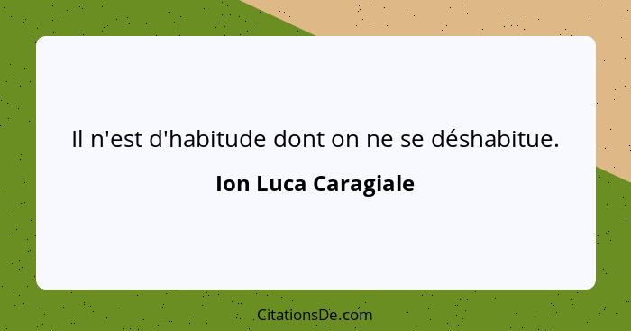 Il n'est d'habitude dont on ne se déshabitue.... - Ion Luca Caragiale