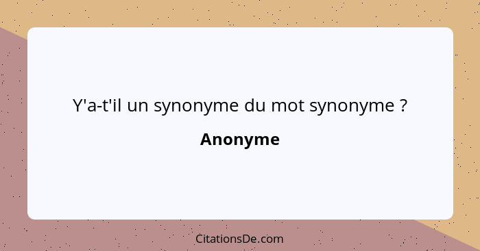 Y'a-t'il un synonyme du mot synonyme ?... - Anonyme