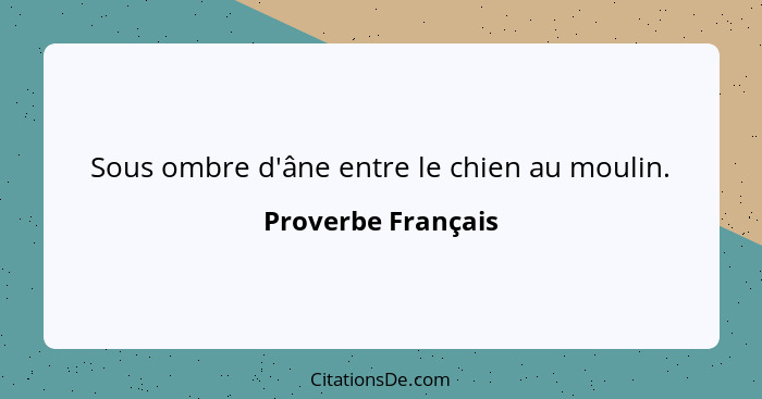 Sous ombre d'âne entre le chien au moulin.... - Proverbe Français