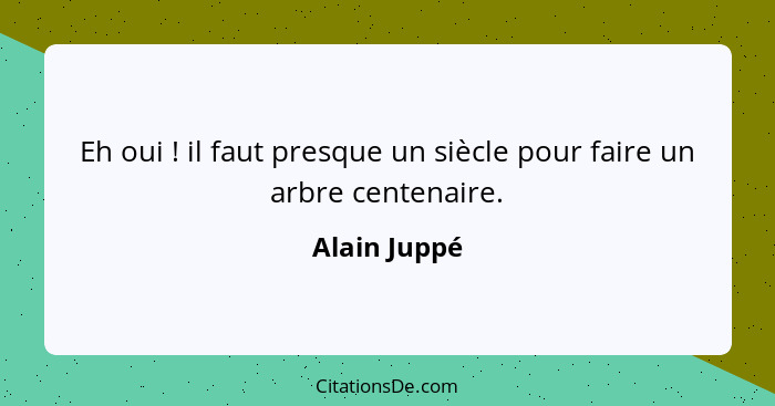 Eh oui ! il faut presque un siècle pour faire un arbre centenaire.... - Alain Juppé