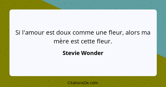 Si l'amour est doux comme une fleur, alors ma mère est cette fleur.... - Stevie Wonder