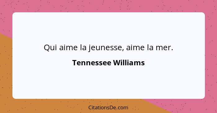 Qui aime la jeunesse, aime la mer.... - Tennessee Williams