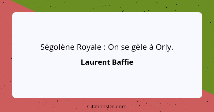 Ségolène Royale : On se gèle à Orly.... - Laurent Baffie